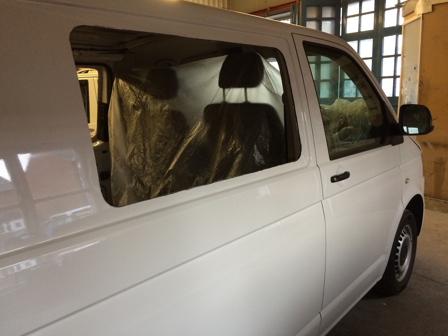 VW T5 camper van side window fitting