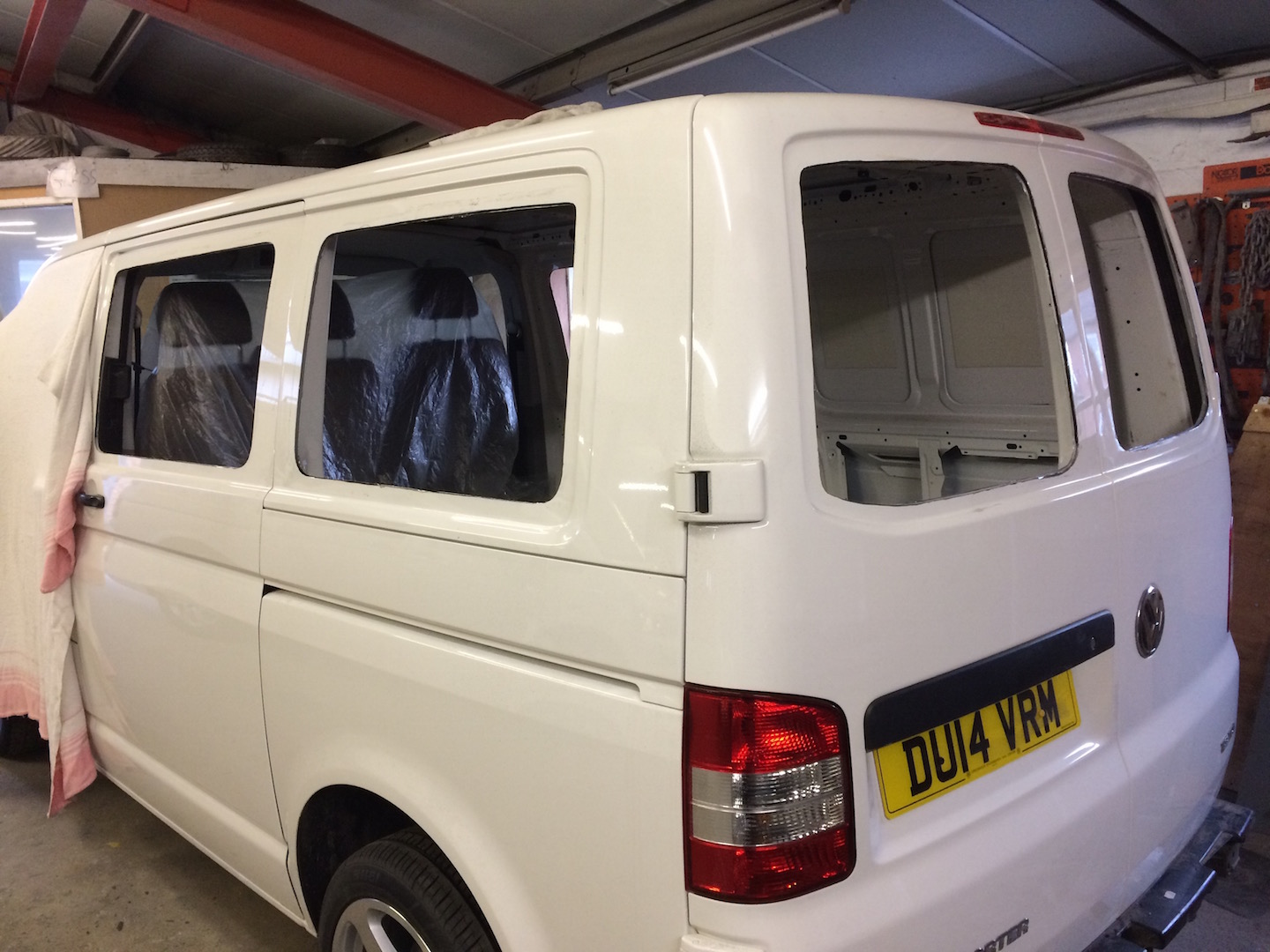 VW T5 camper van window fitting installation